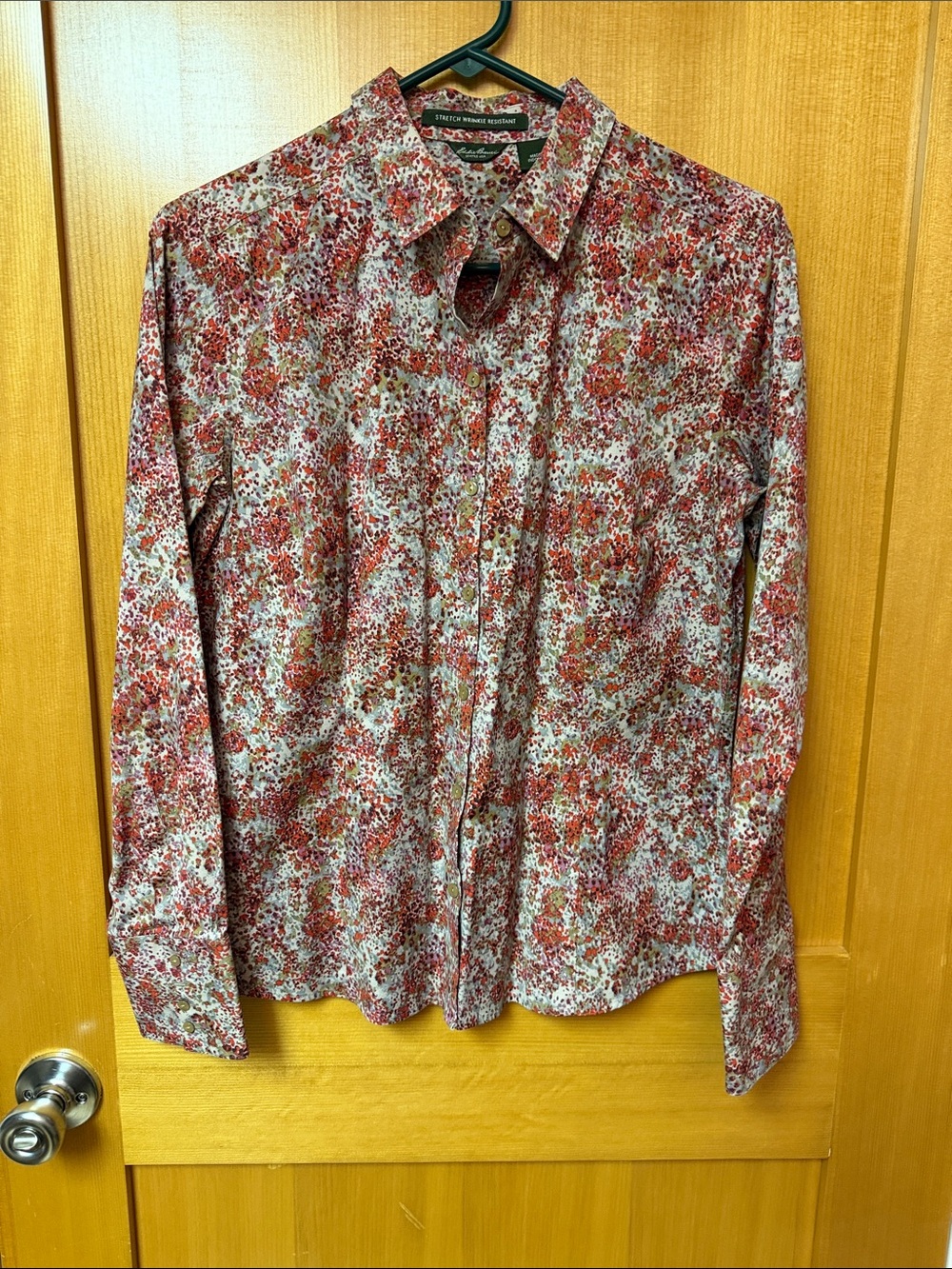 Eddie Bauer Red Floral Button-Down Shirt